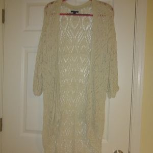 White Knee length American Eagle Cardigan
